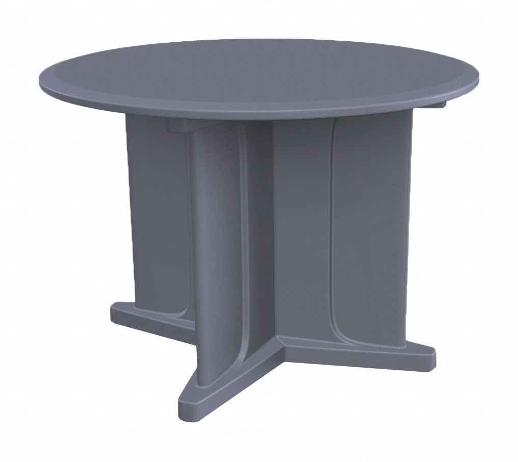 Table: 29 in Overall Ht, 48 in Overall Dia, No Game Top, Ballast Accepted, Blue Gray