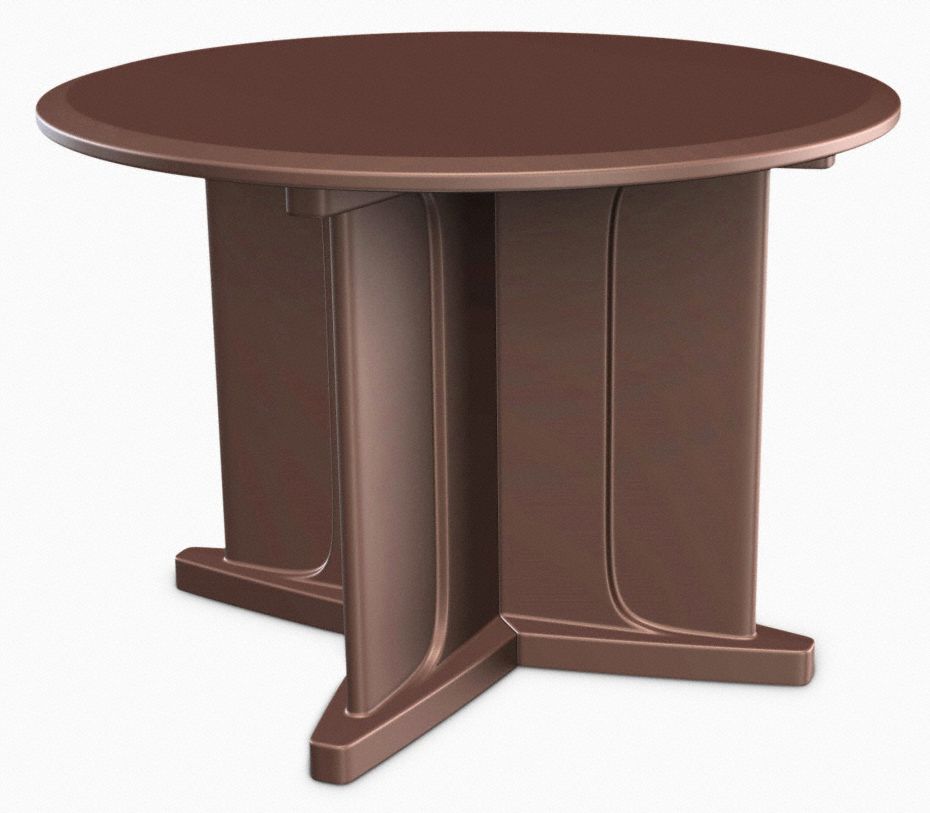 Table: 29 in Overall Ht, 48 in Overall Dia, No Game Top, Ballast Accepted, Brown, ISO 22196