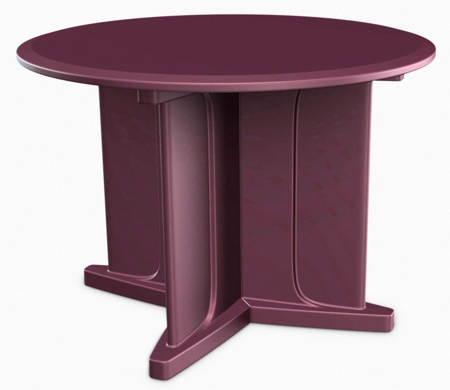 Table: 29 in Overall Ht, 48 in Overall Dia, No Game Top, Ballast Accepted, Burgundy