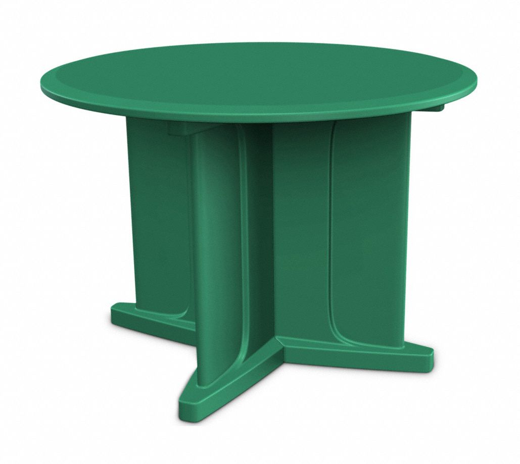 Table: 29 in Overall Ht, 48 in Overall Dia, No Game Top, Ballast Accepted, Green, ISO 22196