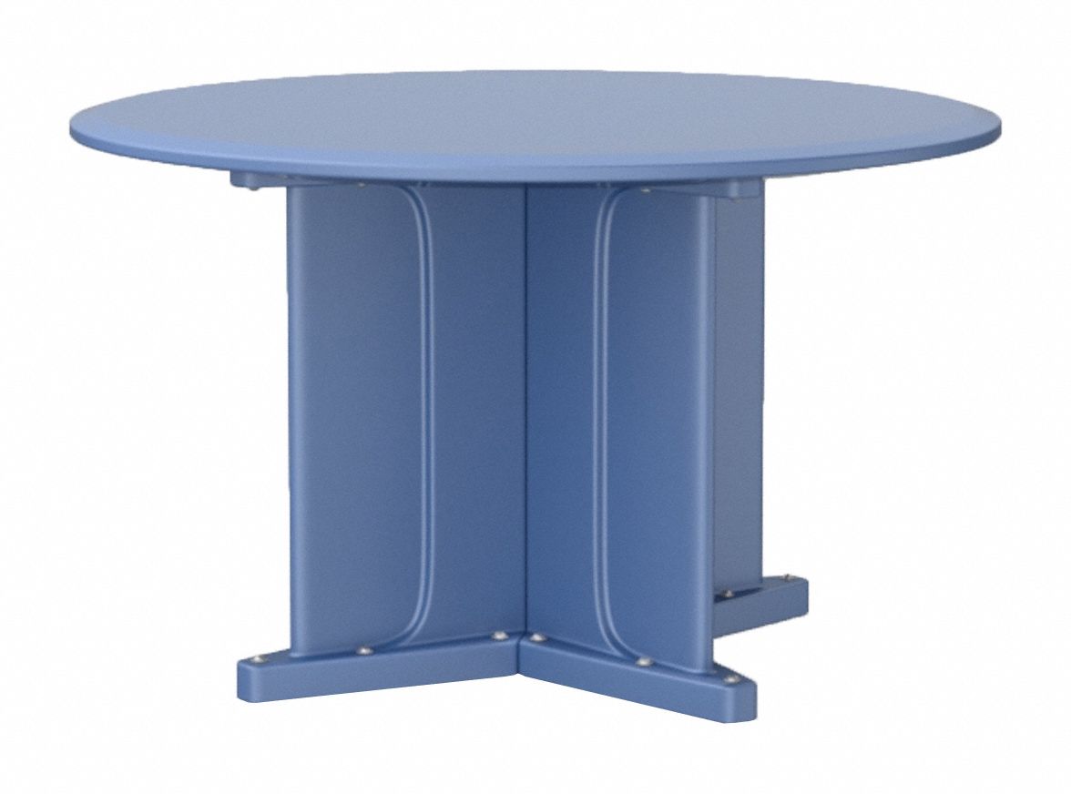 Table: 29 in Overall Ht, 48 in Overall Dia, No Game Top, Ballast Accepted, Midnight Blue