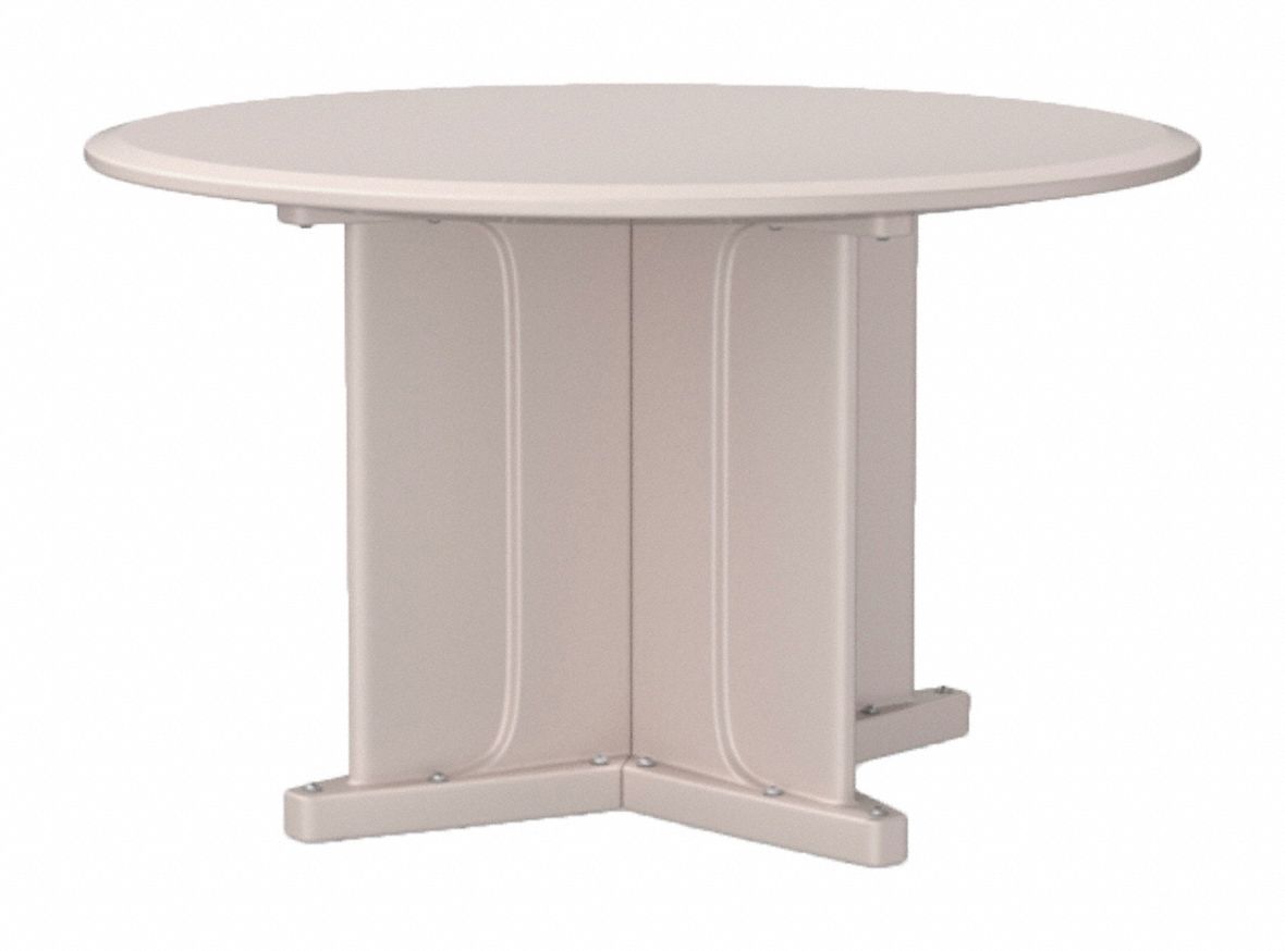 Table: 29 in Overall Ht, 48 in Overall Dia, No Game Top, Ballast Accepted, Stone Gray