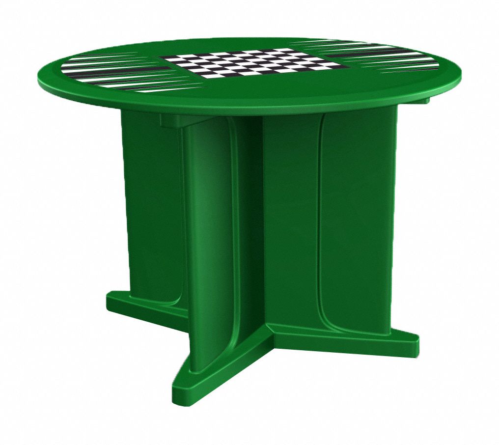 Table: 29 in Overall Ht, 48 in Overall Dia, Game Top Included, Ballast Accepted, Green