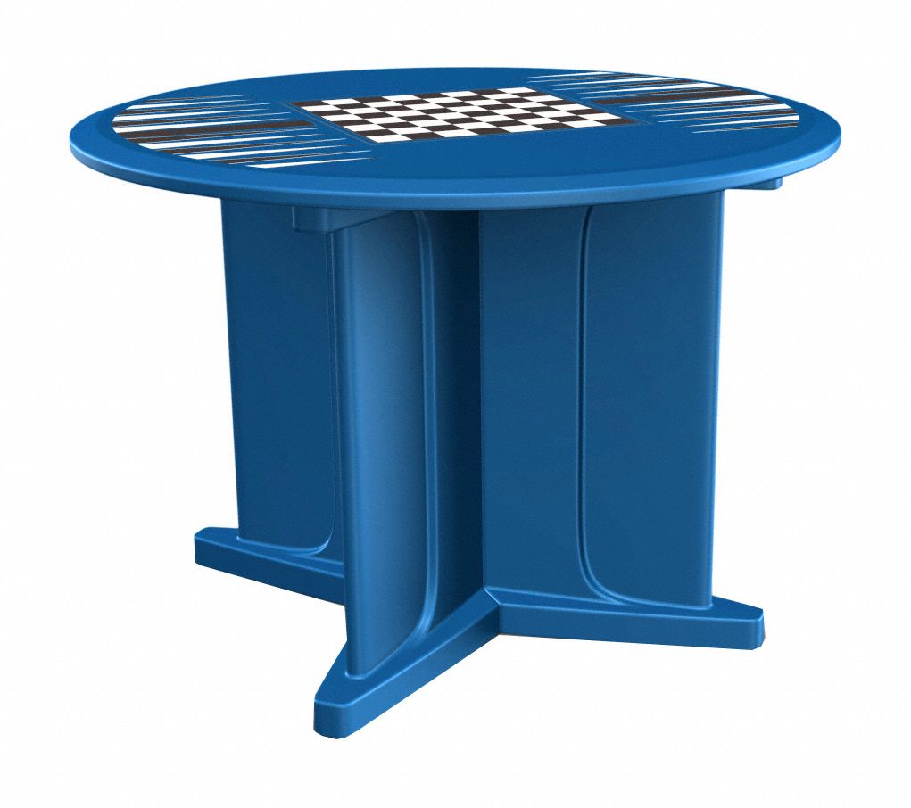 Table: 29 in Overall Ht, 48 in Overall Dia, Game Top Included, Ballast Accepted, Slate Blue