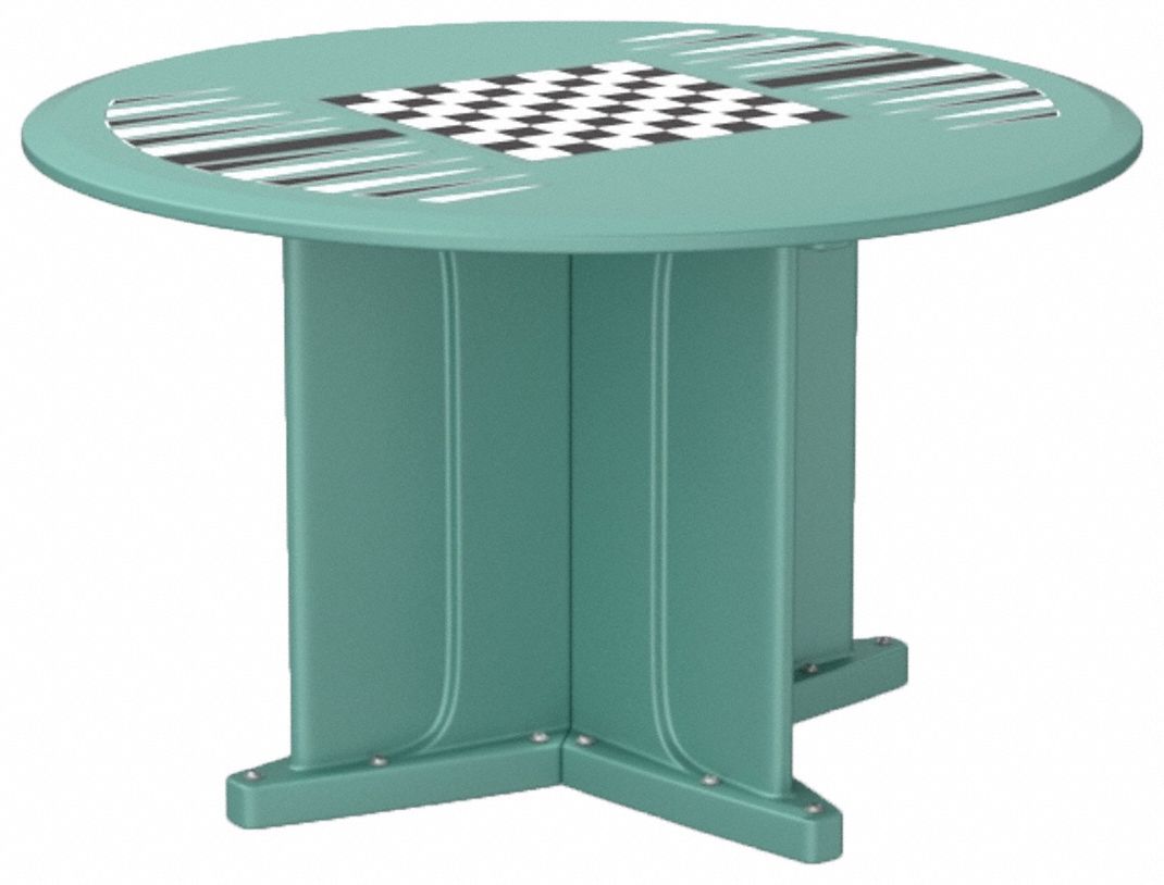 Table: 29 in Overall Ht, 48 in Overall Dia, Game Top Included, Ballast Accepted, Aqua