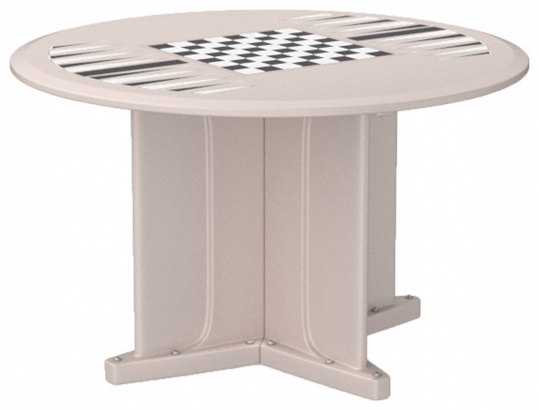 Table: 29 in Overall Ht, 48 in Overall Dia, Game Top Included, Ballast Accepted, Stone Gray