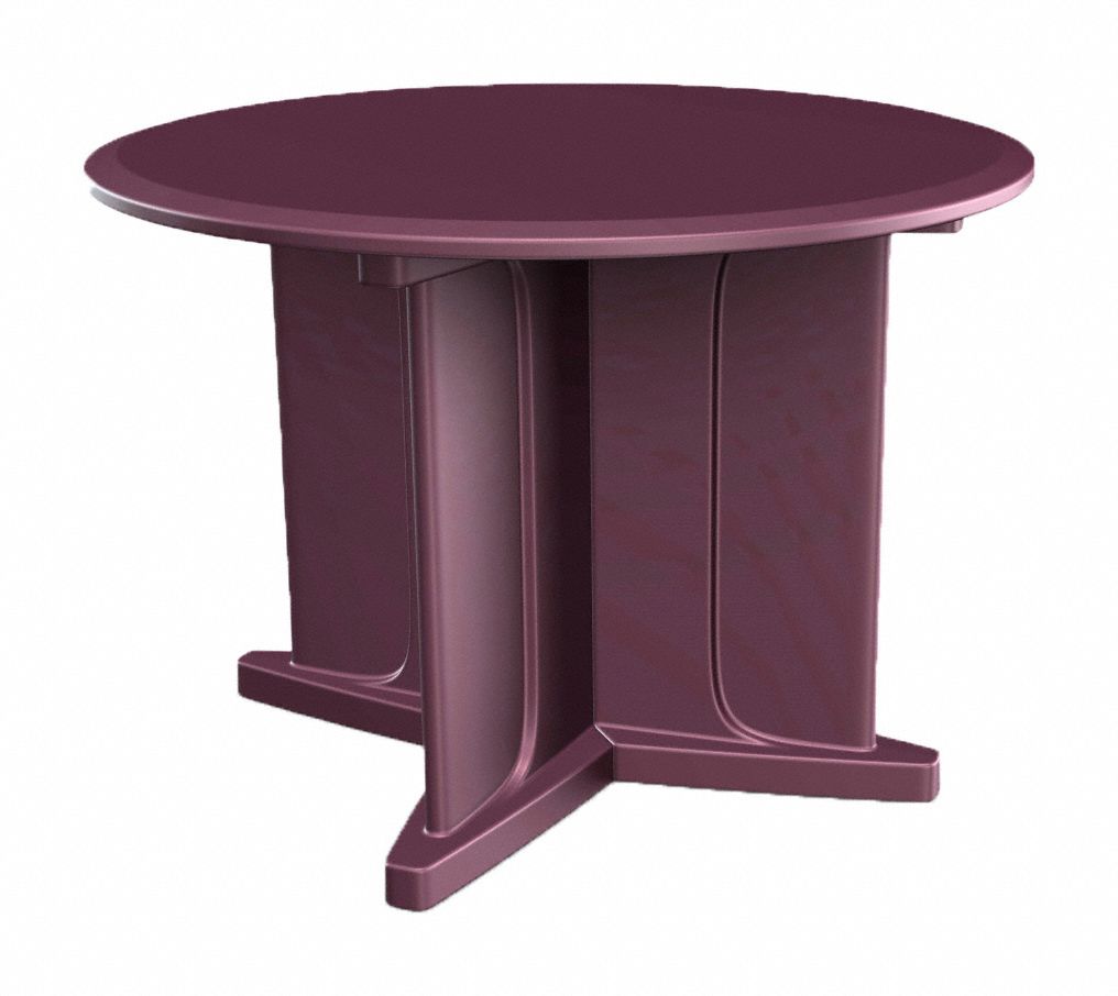 Table: 29 in Overall Ht, 42 in Overall Dia, No Game Top, Ballast Accepted, Burgundy