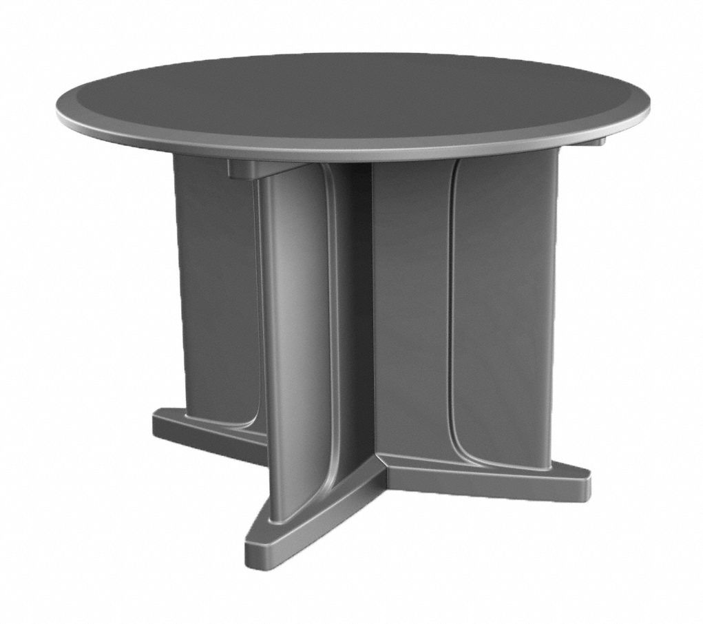 Table: 29 in Overall Ht, 42 in Overall Dia, No Game Top, Ballast Accepted, Gray, ISO 22196