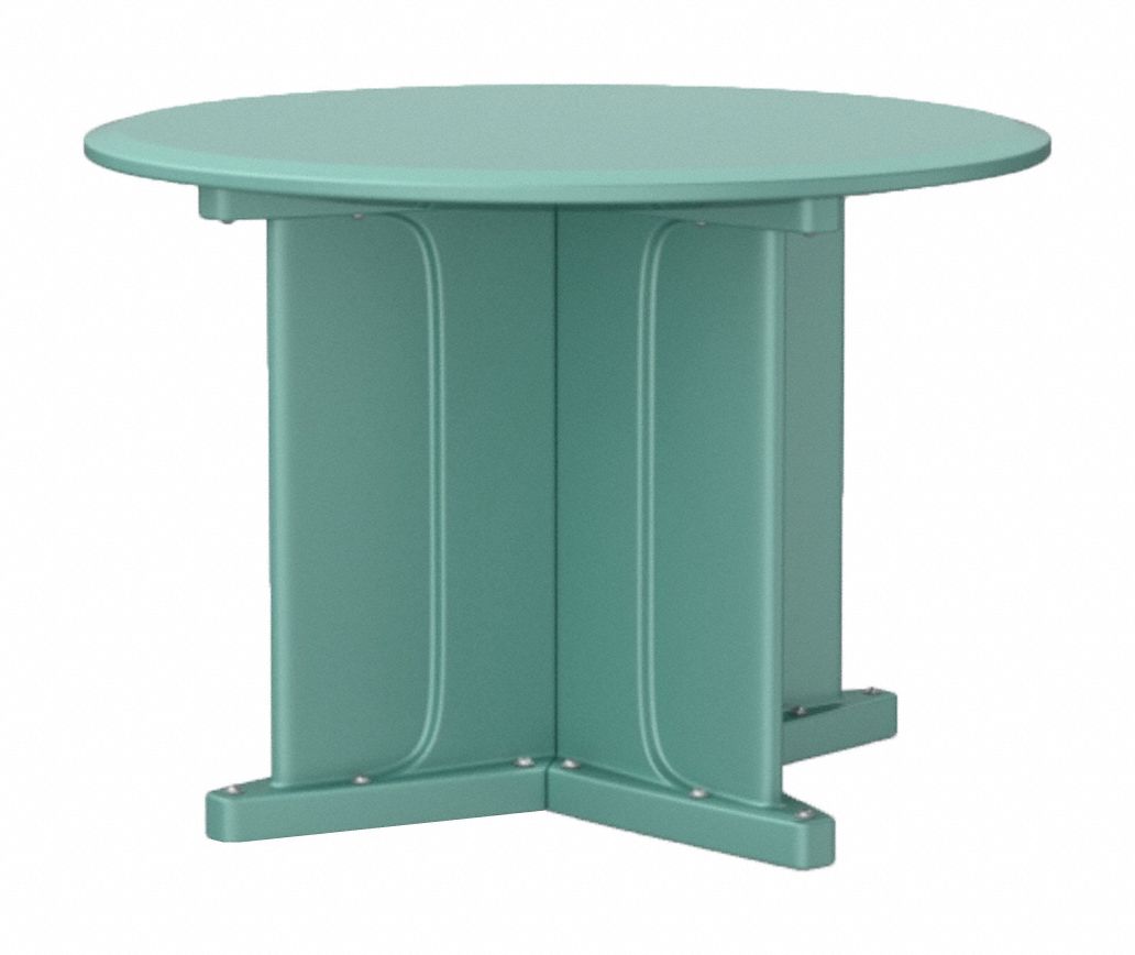 Table: 29 in Overall Ht, 42 in Overall Dia, No Game Top, Ballast Accepted, Aqua, ISO 22196