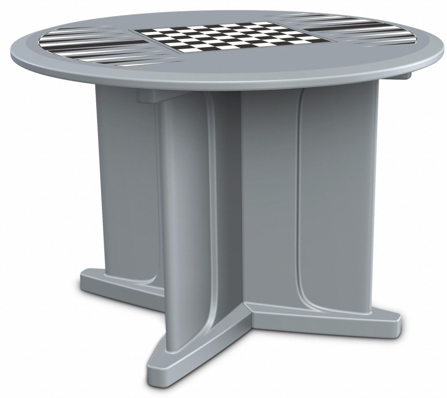 Table: 29 in Overall Ht, 42 in Overall Dia, Game Top Included, Ballast Accepted, Gray