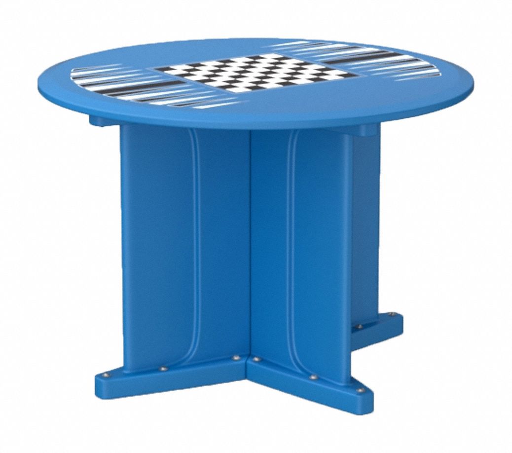 Table: 29 in Overall Ht, 42 in Overall Dia, Game Top Included, Ballast Accepted, Slate Blue