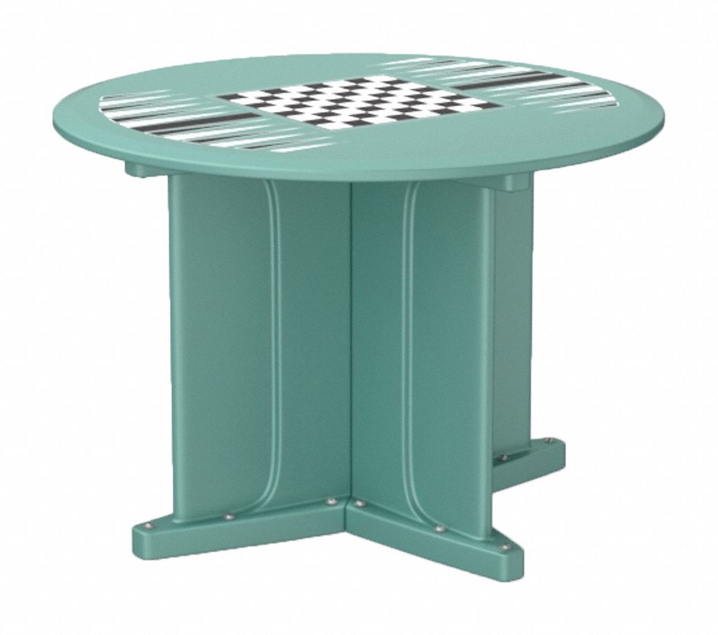 Table: 29 in Overall Ht, 42 in Overall Dia, Game Top Included, Ballast Accepted, Aqua