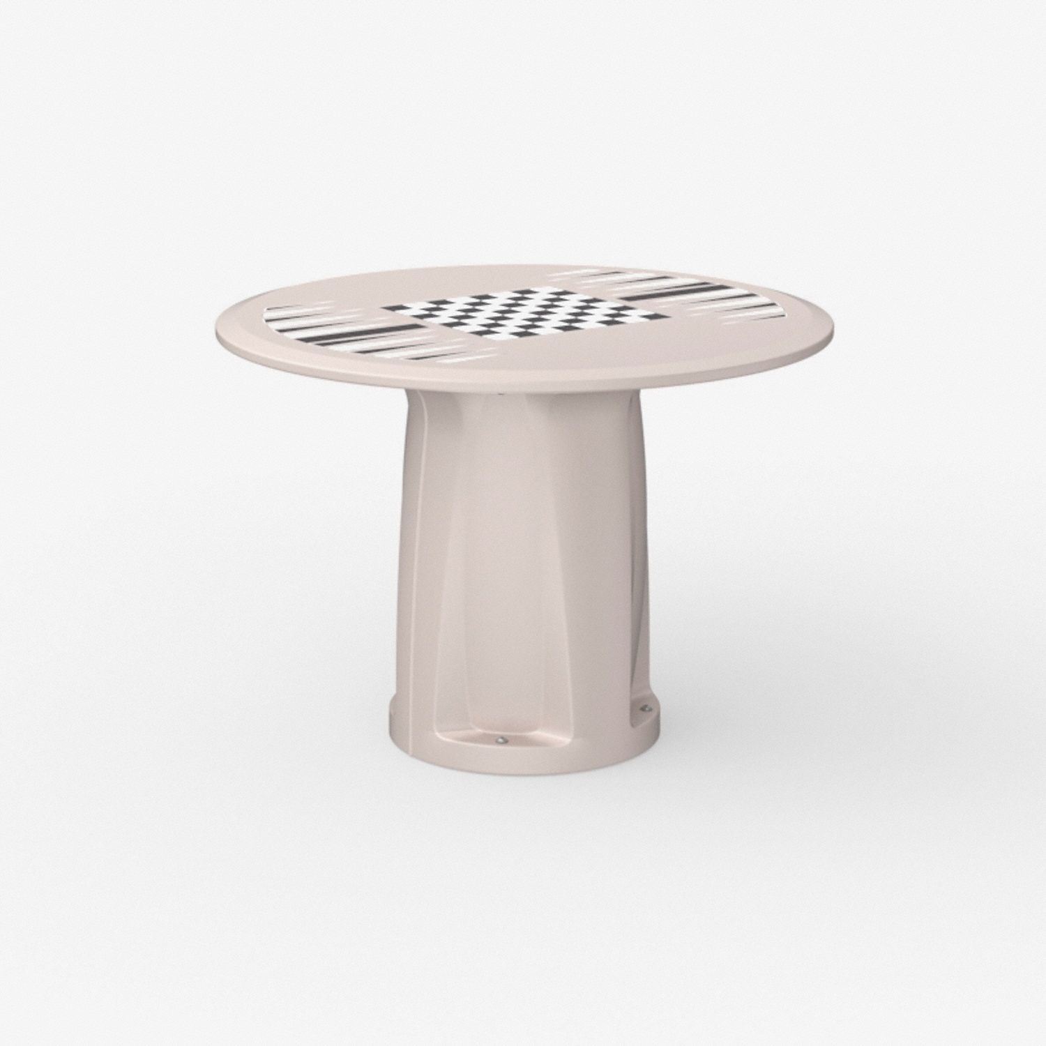 Table: 29 in Overall Ht, 42 in Overall Dia, Game Top Included, Ballast Accepted, Stone Gray