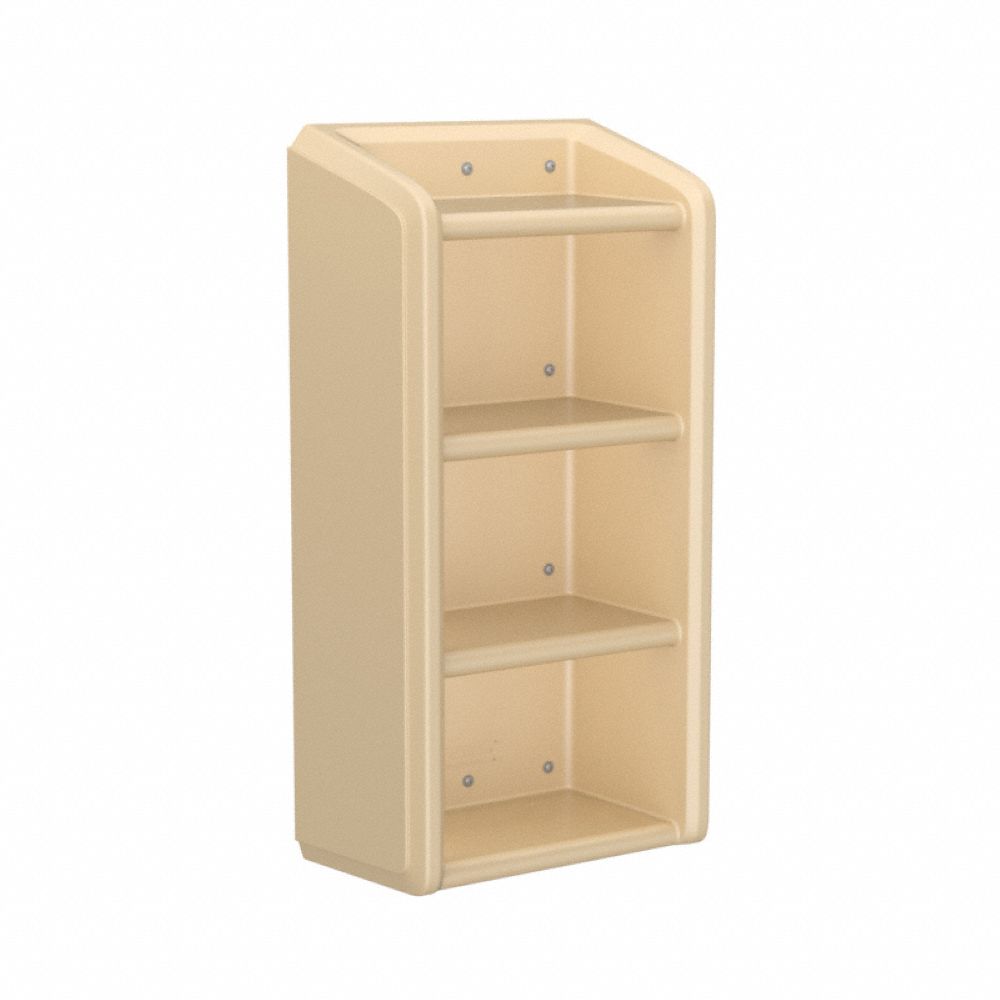 Shelf/Step: Sand, 49 in Overall Ht, 25 in Overall Wd, 14 in Overall Dp, 4 Shelves, ISO 22196