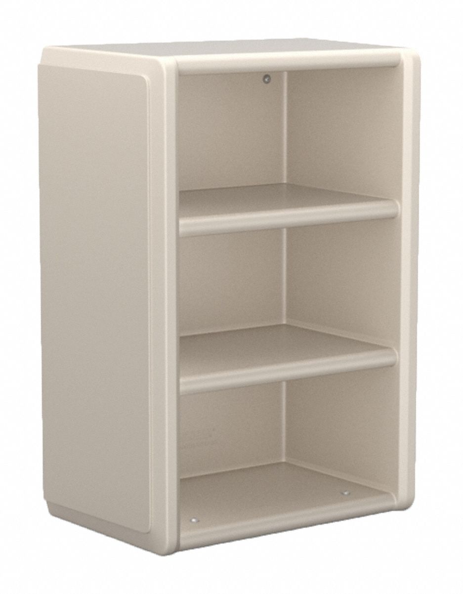 Open Chest: Stone Gray, 42 in Overall Ht, 30 in Overall Wd, 18 in Overall Dp, 4 Shelves