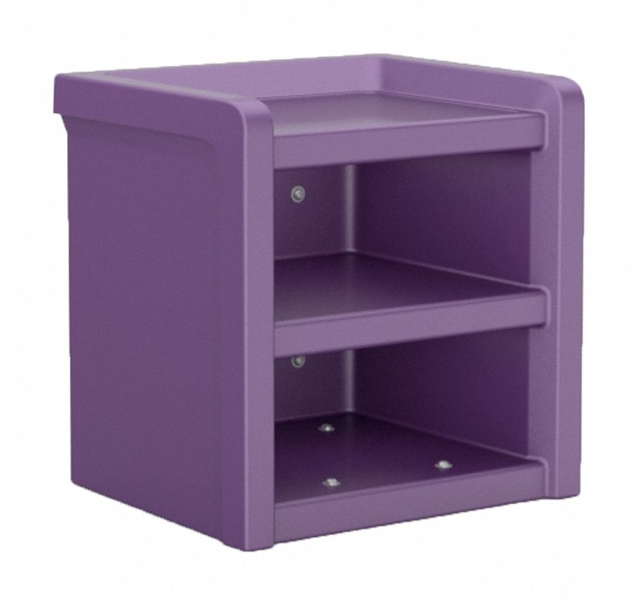 Nightstand: Indigo, 21 1/2 in Overall Ht, 21 in Overall Wd, 18 in Overall Dp, 3 Shelves