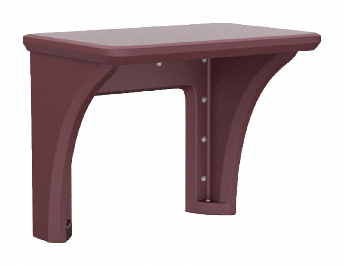 Wall-Mount Desk: Burgundy, 29 in Overall Ht, 36 in Overall Wd, 24 in Overall Dp, Wall Mount