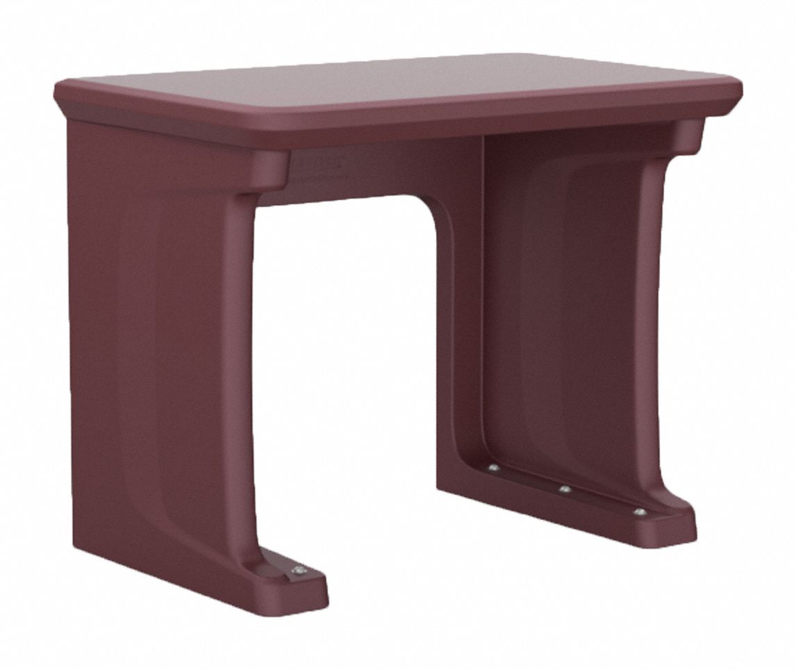 Freestanding Desk: Burgundy, 29 in Overall Ht, 36 in Overall Wd, 24 in Overall Dp, ISO 22196