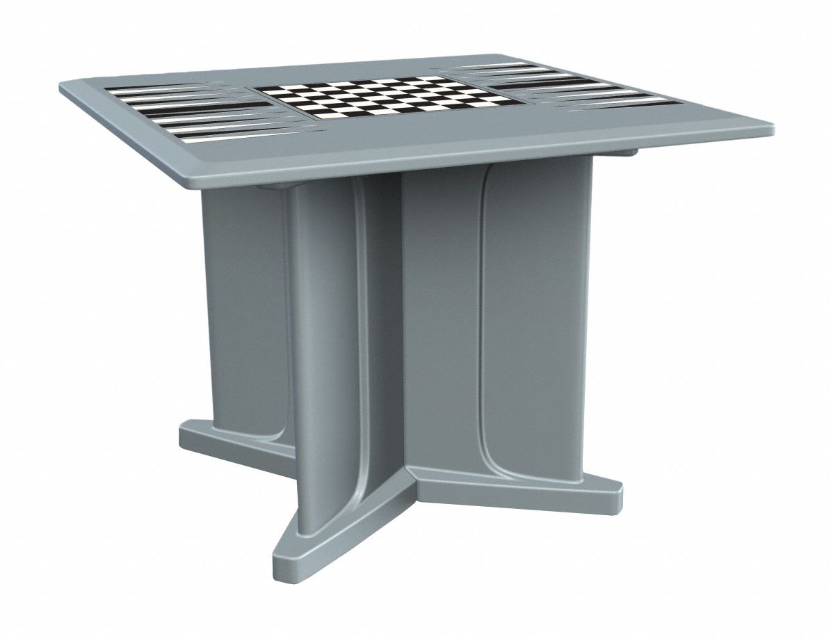 Table: 29 in Overall Ht, 42 in Overall Wd, 42 in Overall Dp, Game Top Included, Gray