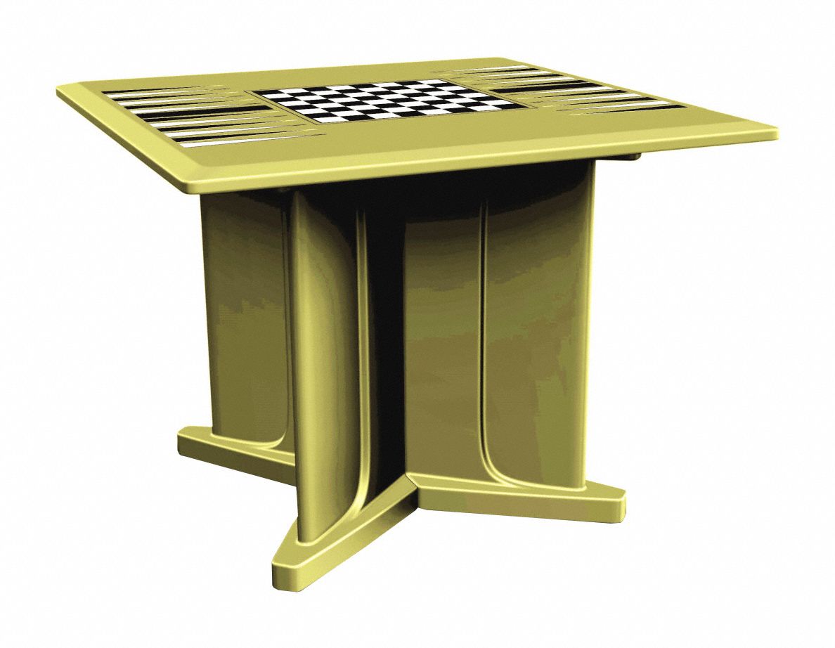 Table: 29 in Overall Ht, 42 in Overall Wd, 42 in Overall Dp, Game Top Included, Sand