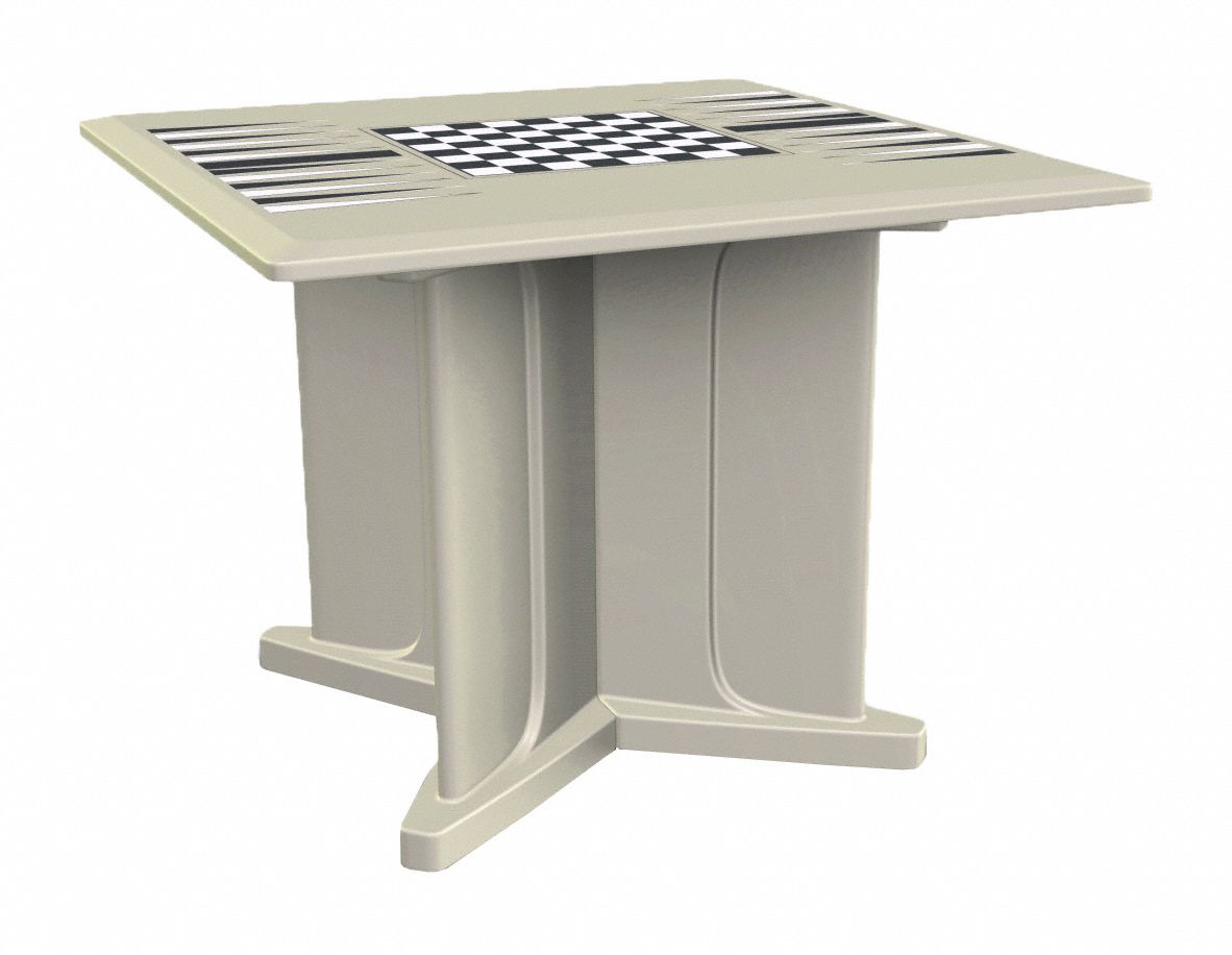 Table: 29 in Overall Ht, 42 in Overall Wd, 42 in Overall Dp, Game Top Included, Stone Gray