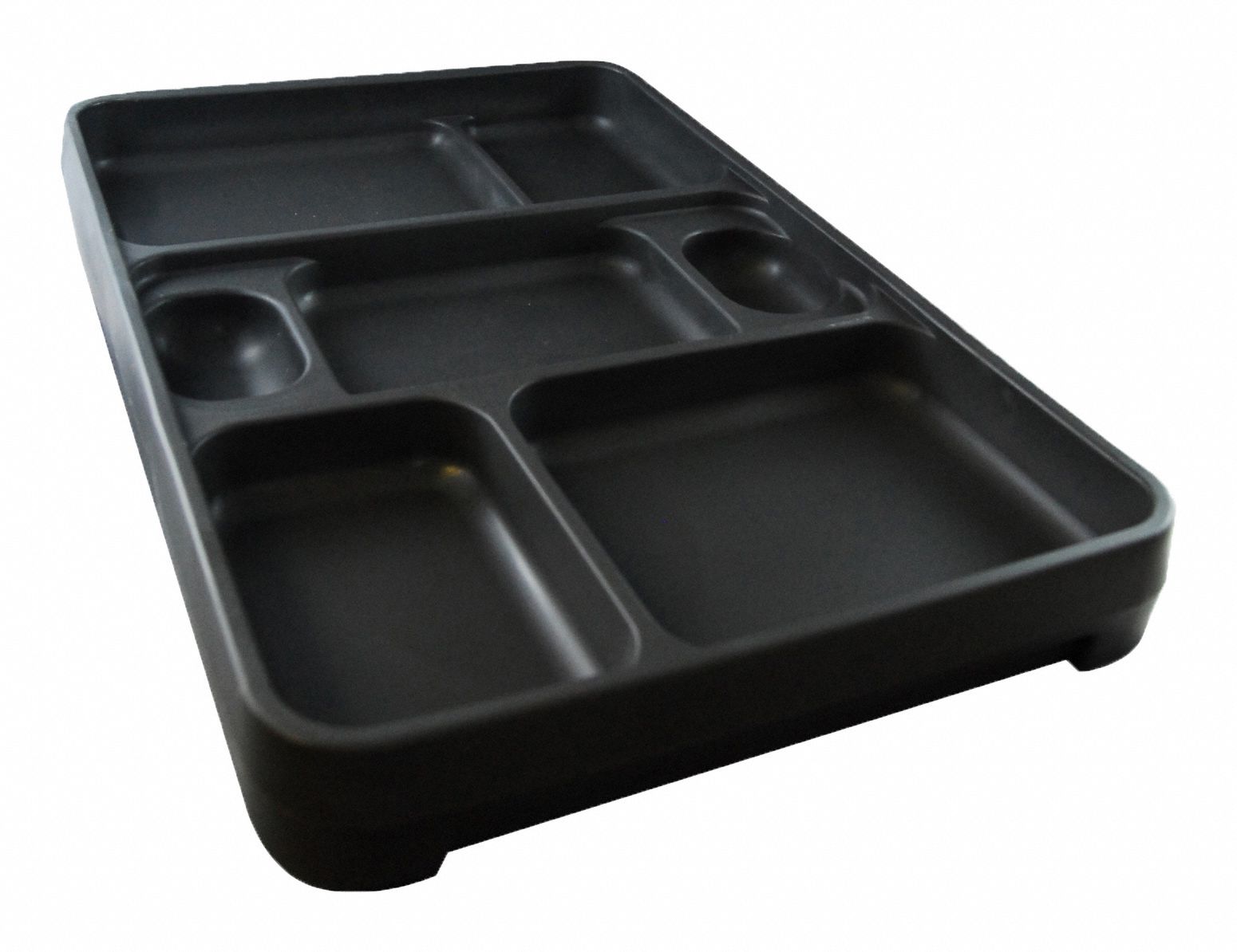 Rock Food Tray Dark Gray: w/ Compartments, 14 1/4 in Overall Lg, 9 1/2 in Overall Wd, 10 PK