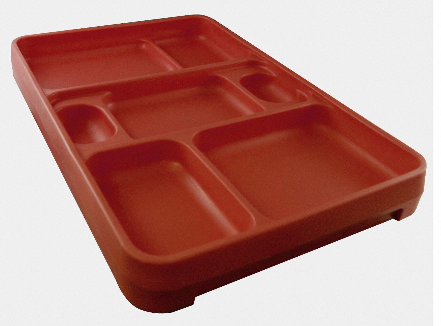 Food Tray: 14 1/4 in Overall Lg, 9 1/2 in Overall Wd, Terra Cotta, 7 Compartments, Terra Cotta