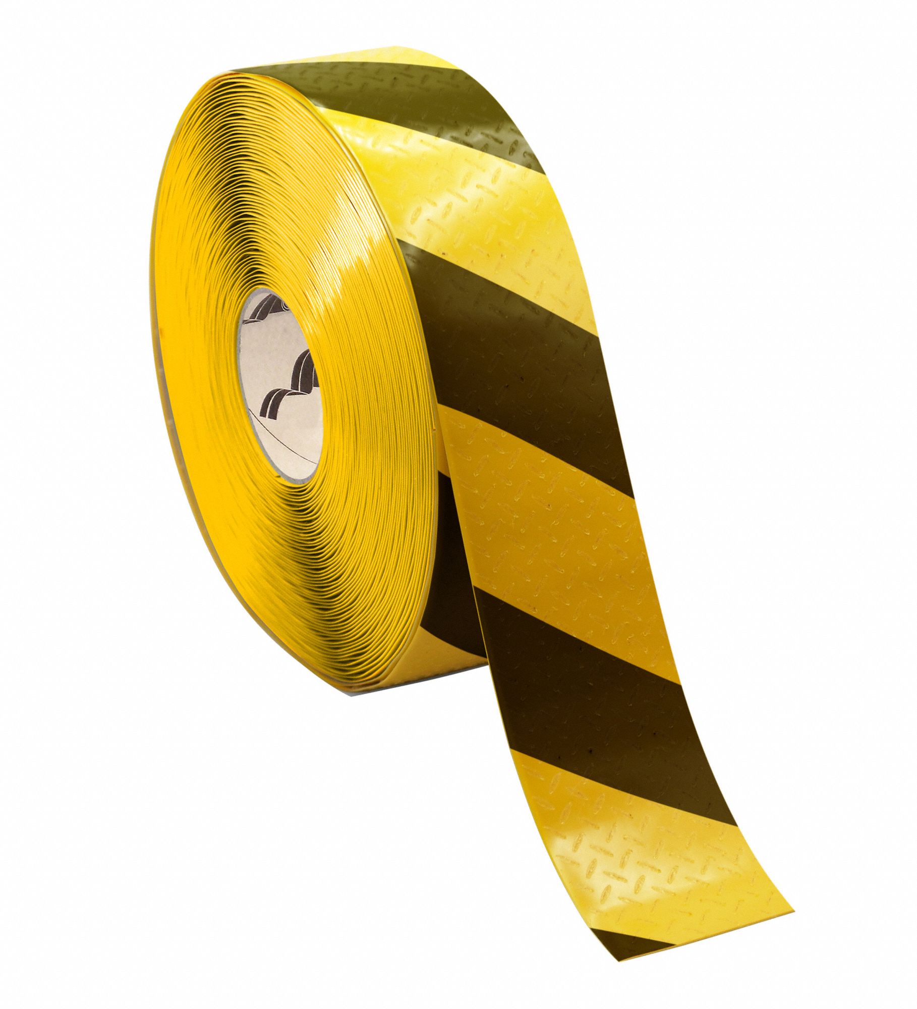 Floor Marking Tape: Striped, Black/Yellow, 3 in x 100 ft, 50 mil Tape Thick, Mighty Line®