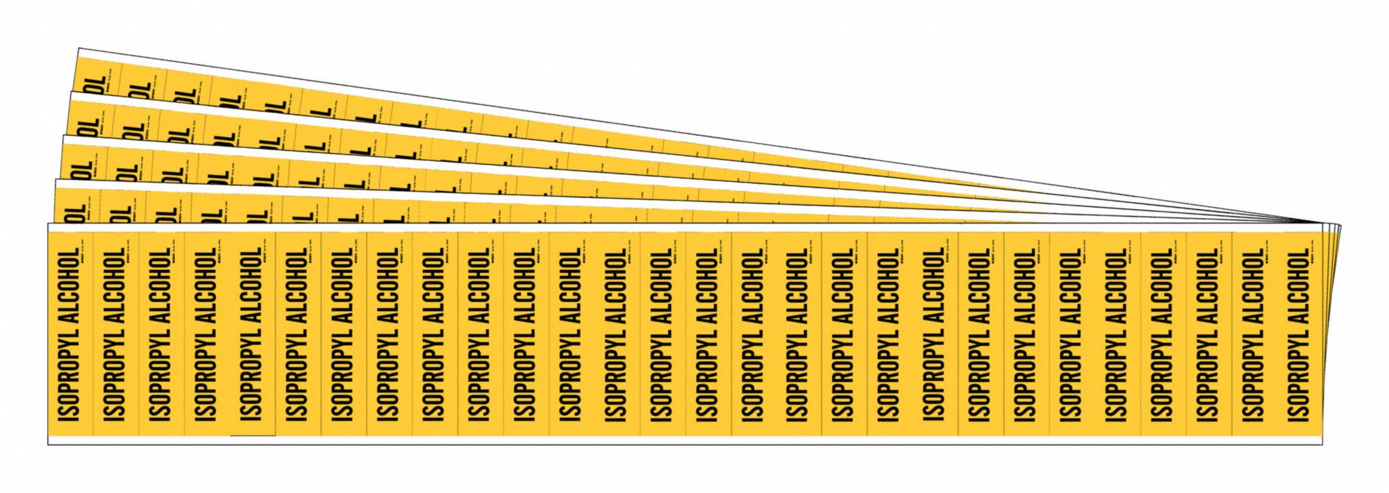 Pipe Markers: Isopropyl Alcohol, Yellow, Black, Fits 3/4 in and Smaller Pipe O.D., 5 PK