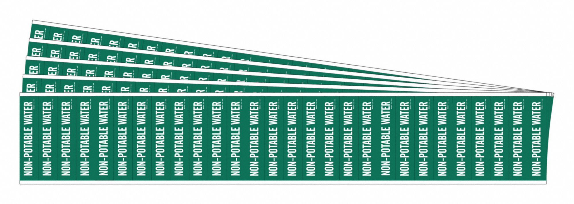 Pipe Markers: Non-Potable Water, Green, White, Fits 3/4 in and Smaller Pipe O.D., 5 PK