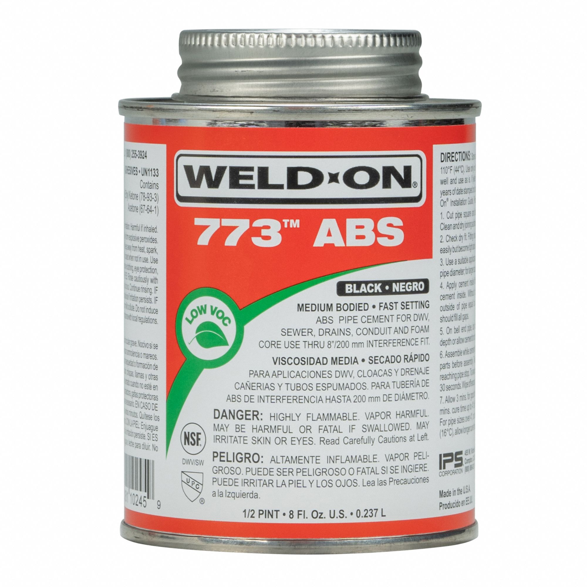 WELDON Pipe Cement Medium Bodied, 8 oz Size, Black, For Use With ABS