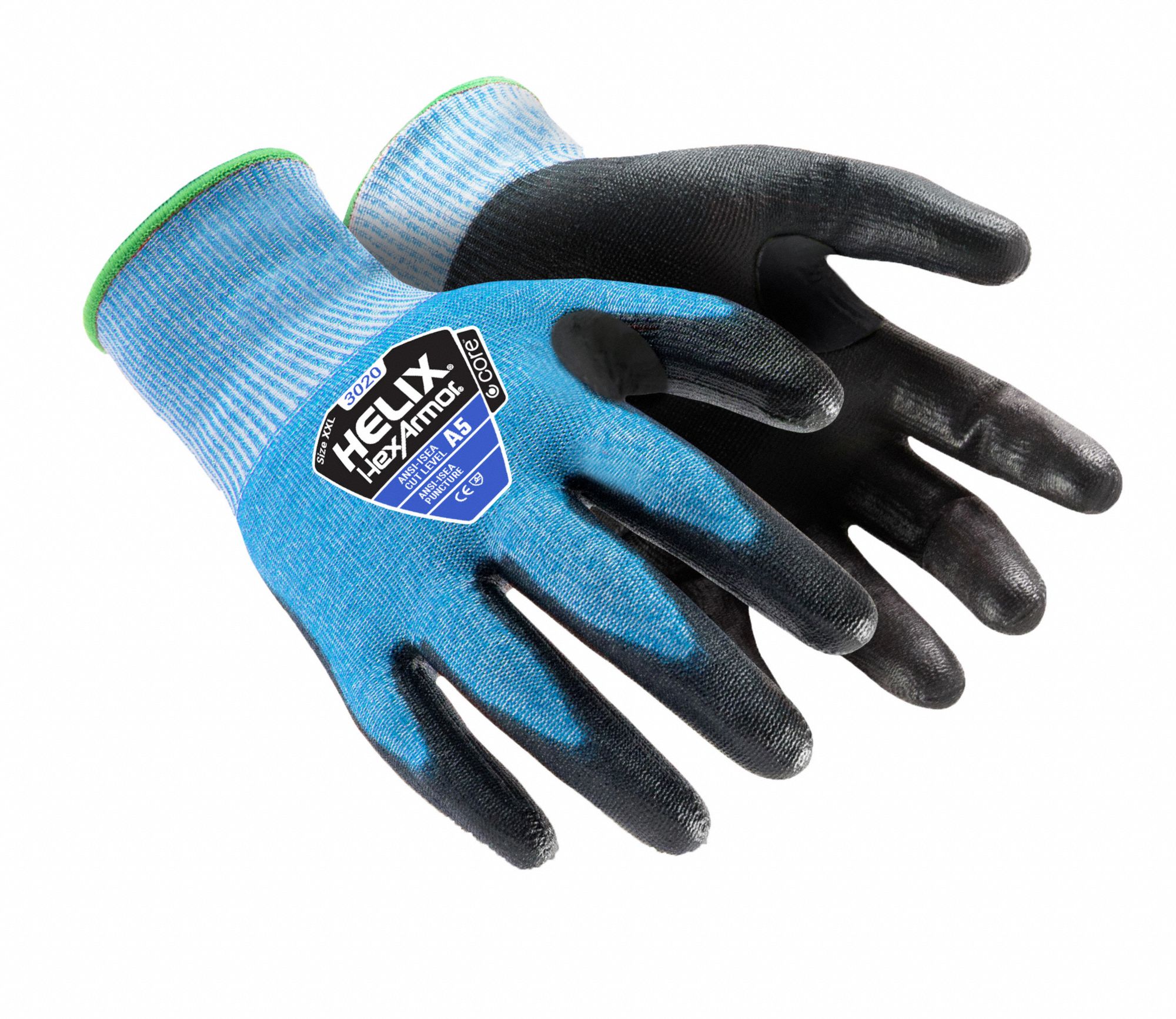 SAFETY GLVS,PUR,POLYETHYLENE,M,BLK/BL,PR