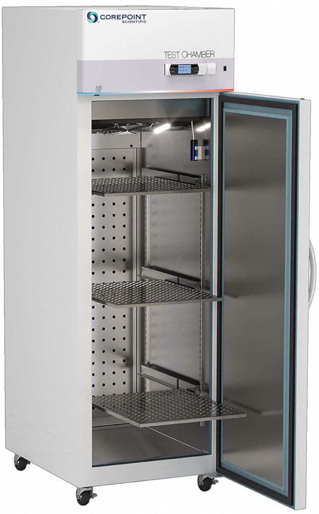 Temperature Test Chamber Solid Door: 23 cu ft Capacity, 70°C Max Temp Setting