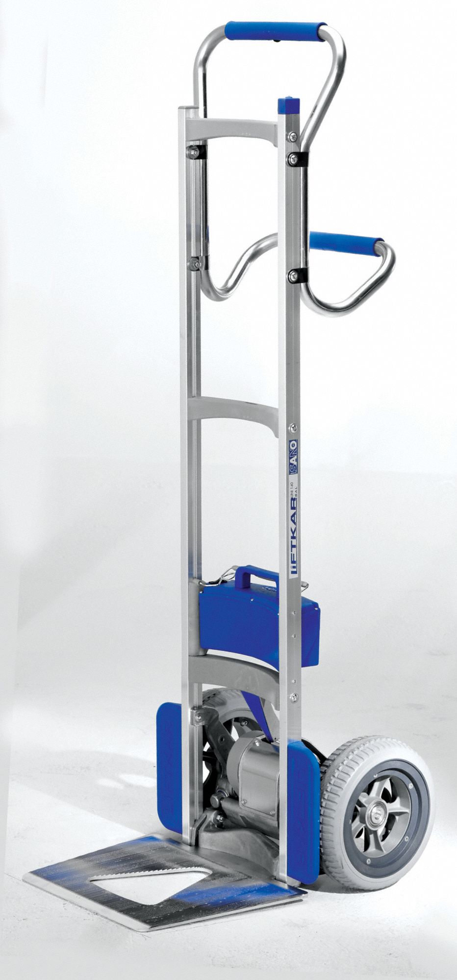 Stair Climbing Hand Truck: 375 lb Load Capacity, 16.5 in x 13.4 in, Flat-Free, Rubber