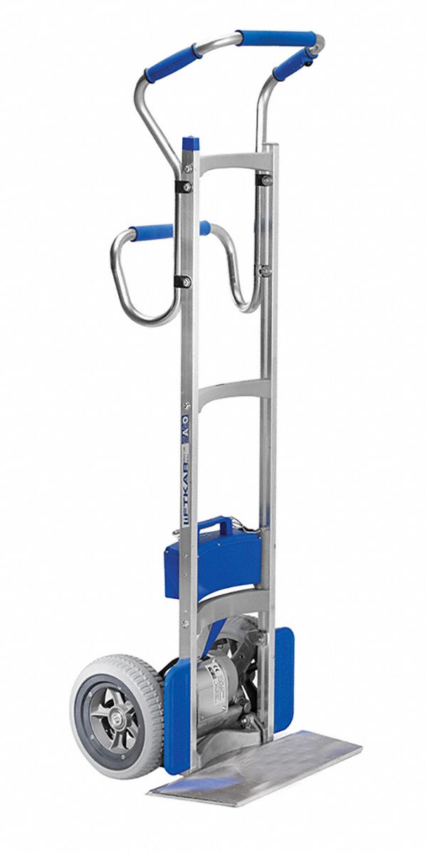 Stair Climbing Hand Truck: 375 lb Load Capacity, 17.7 in x 7.5 in, Flat-Free, Rubber