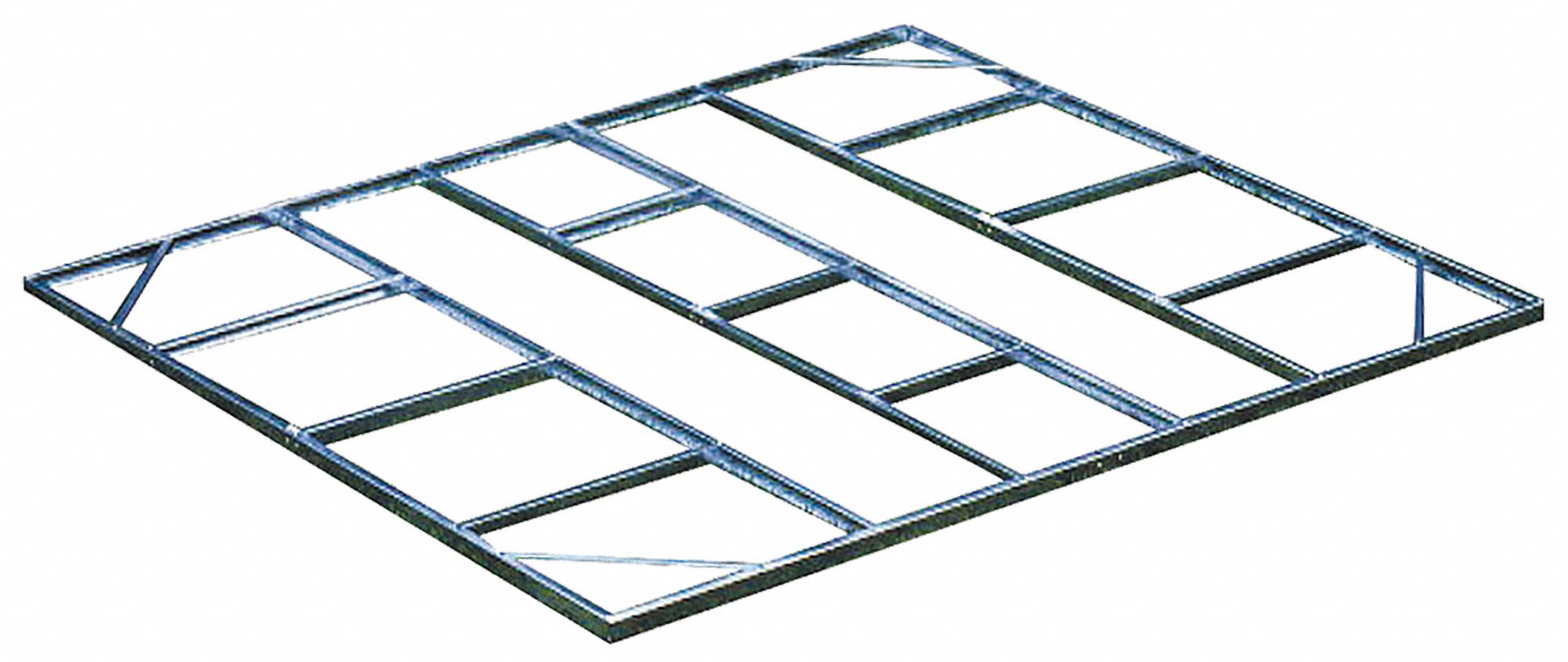 Floor Kit: 120 1/8 in x 104 1/8 in x 2 in, Not Adj, Gray, Floor Levelling, Steel