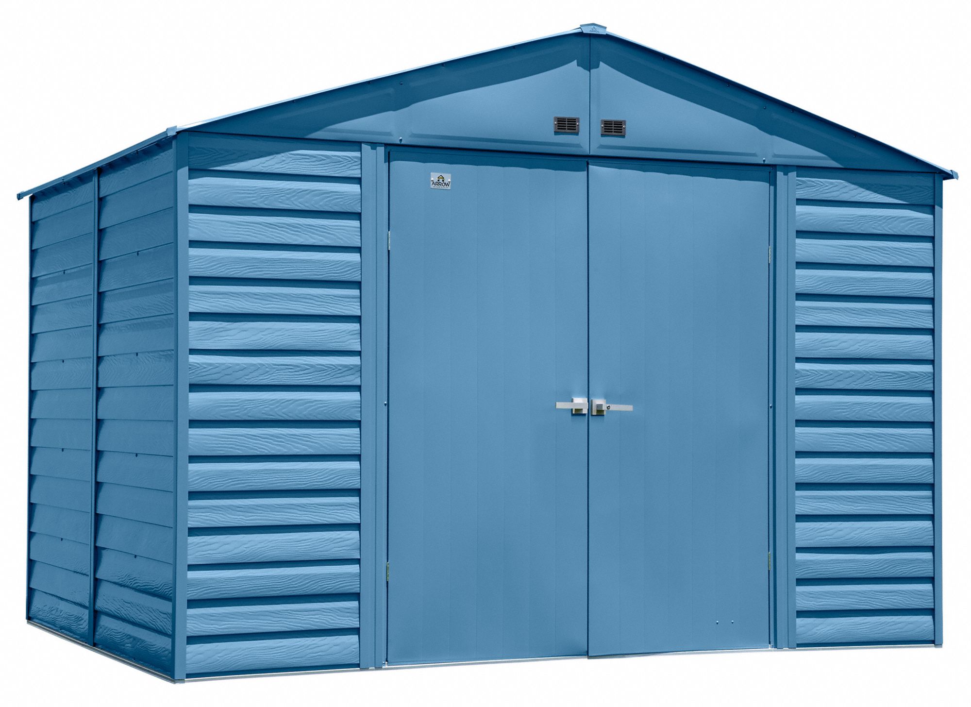 Storage Shed: 123 in W x 95 in D x 91 in H, 496 cu ft, Blue, 118 1/4 in L x 90 in D x 89 3/8 in H