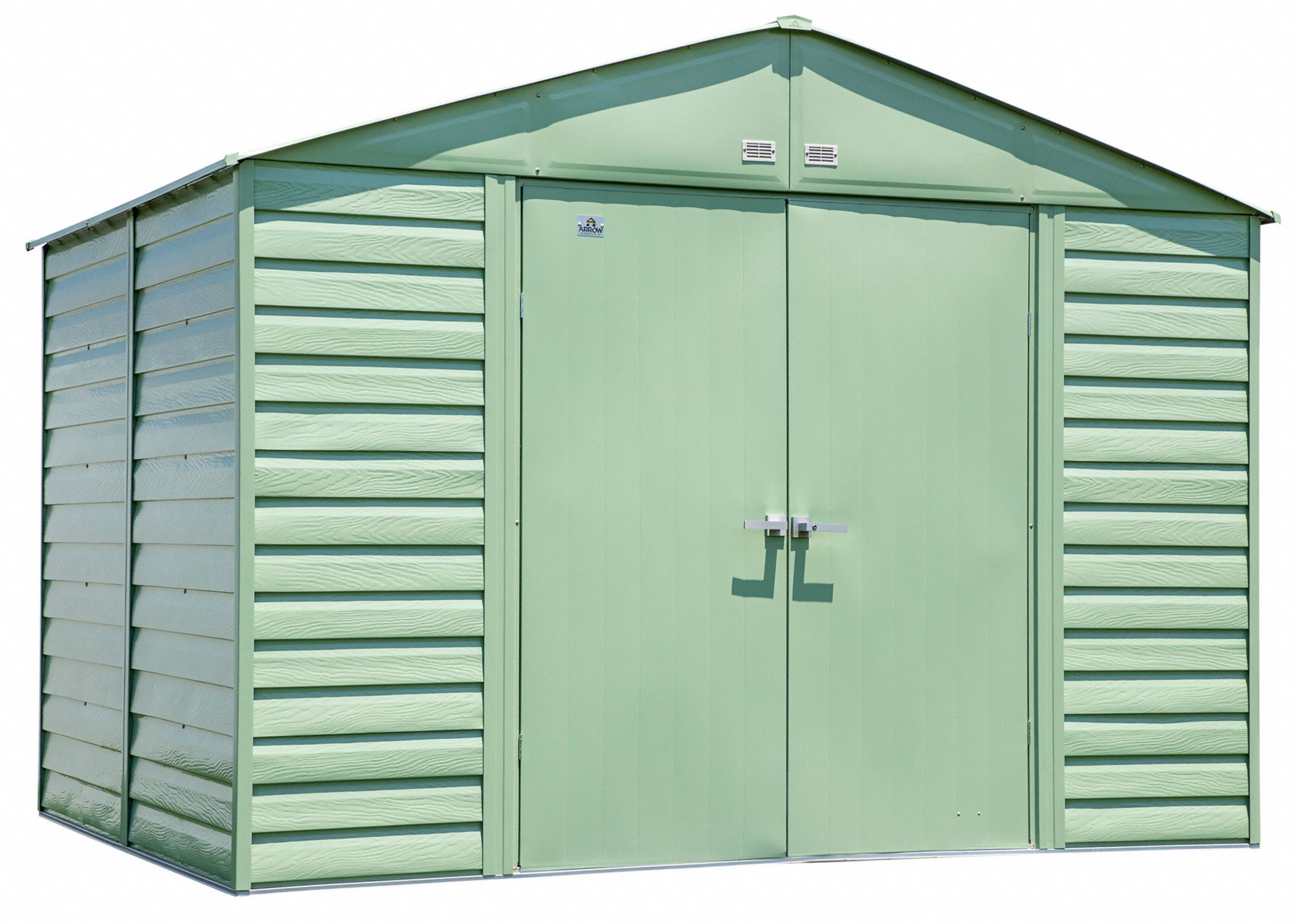 Storage Shed: 123 in W x 95 in D x 91 in H, 496 cu ft, Green, 118 1/4 in L x 90 in D x 89 3/8 in H