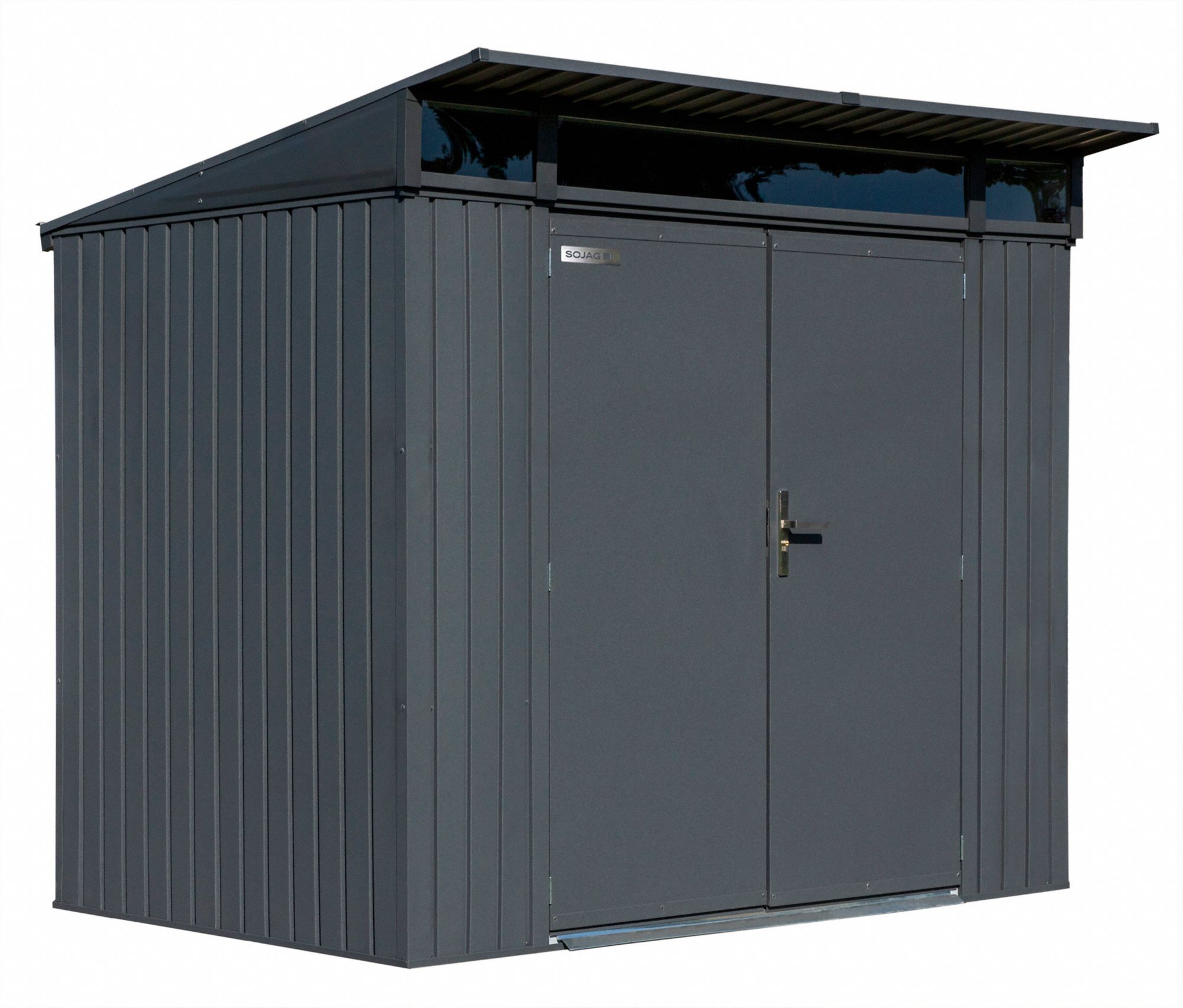 Storage Shed: 97 in W x 74 in D x 84 in H, 239 cu ft, Gray