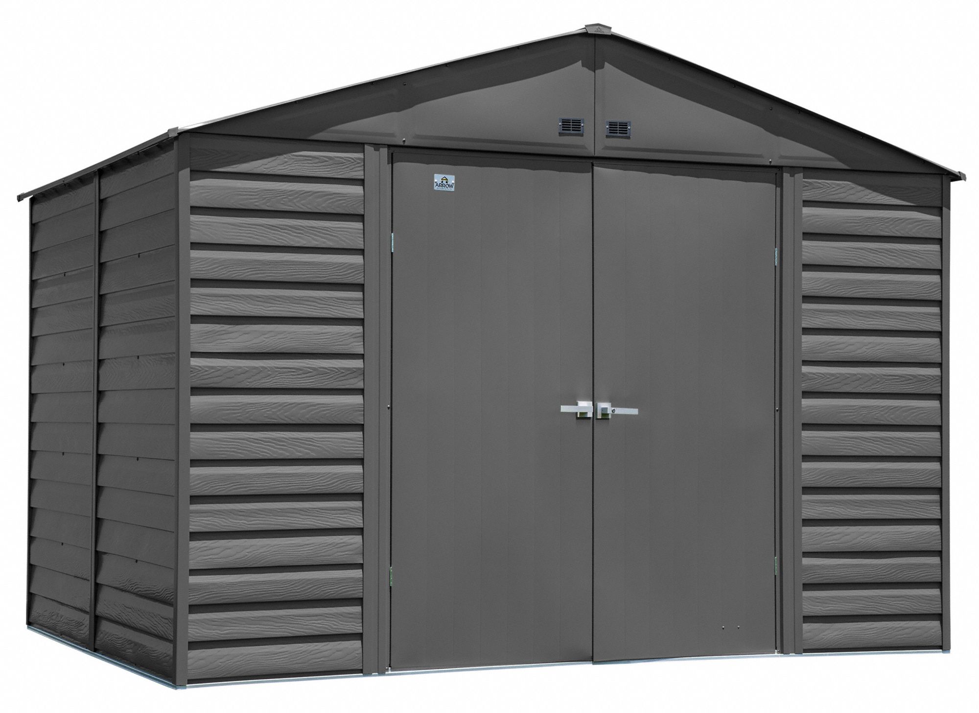 Storage Shed: 123 in W x 95 in D x 91 in H, 496 cu ft, Gray, 118 1/4 in L x 90 in D x 89 3/8 in H