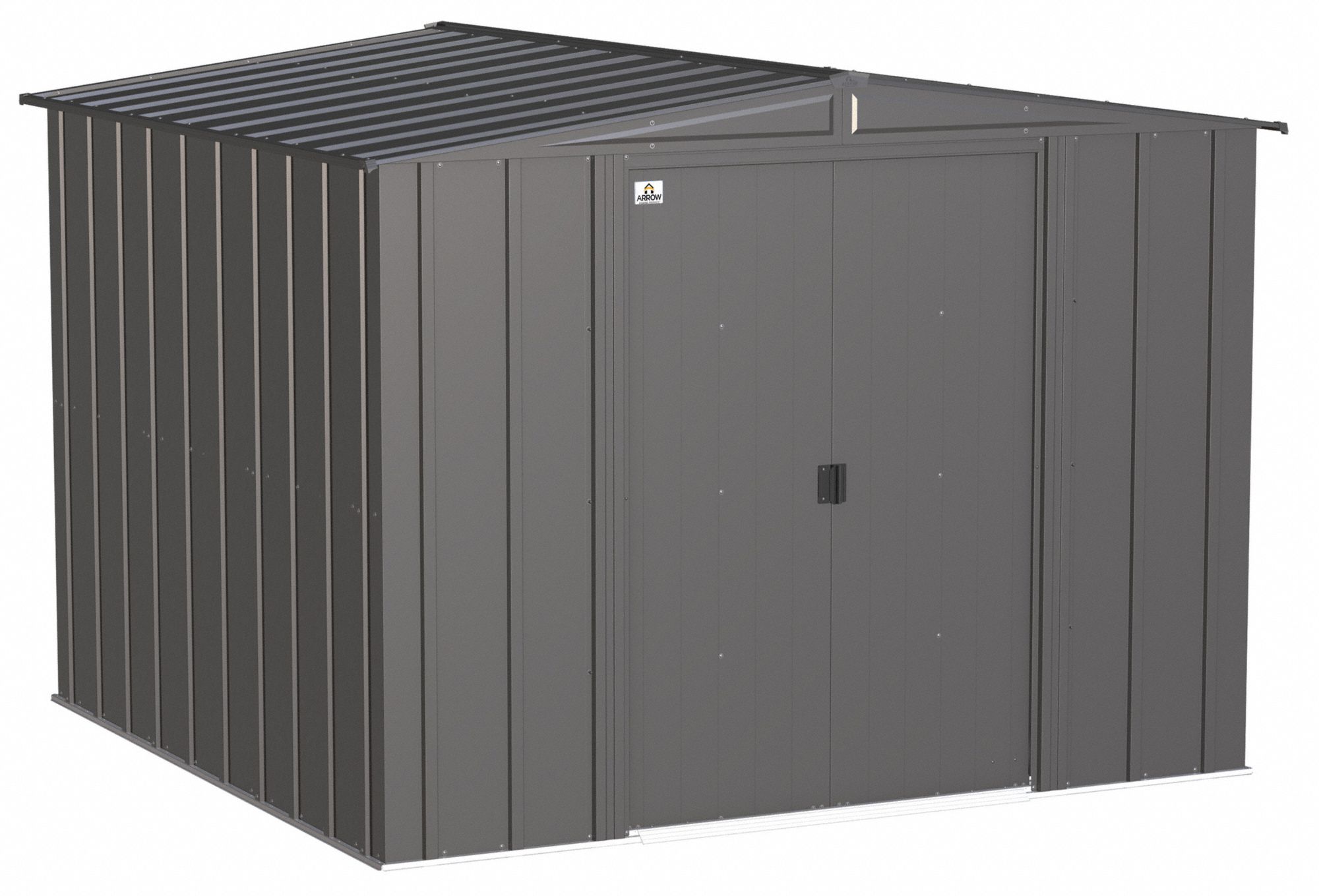 Storage Shed: 100 in W x 95 in D x 73 in H, 338 cu ft, Gray, 94 3/4 in L x 90 in D x 71 5/8 in H