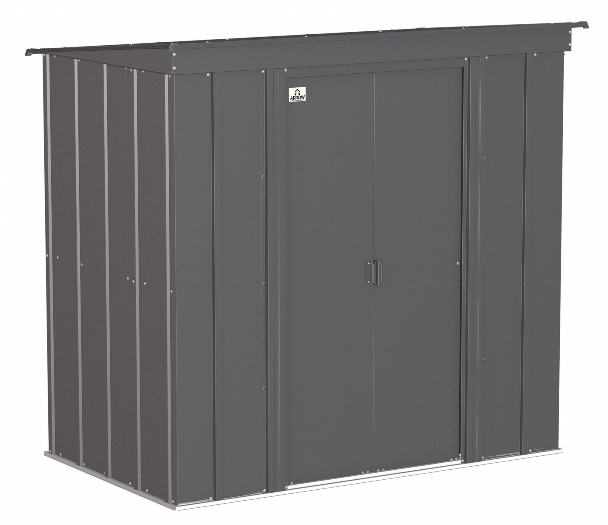 Storage Shed: 77 in W x 47 in D x 71 in H, 118 cu ft, Gray, 71 1/4 in L x 42 1/2 in D x 69 9/16 in H