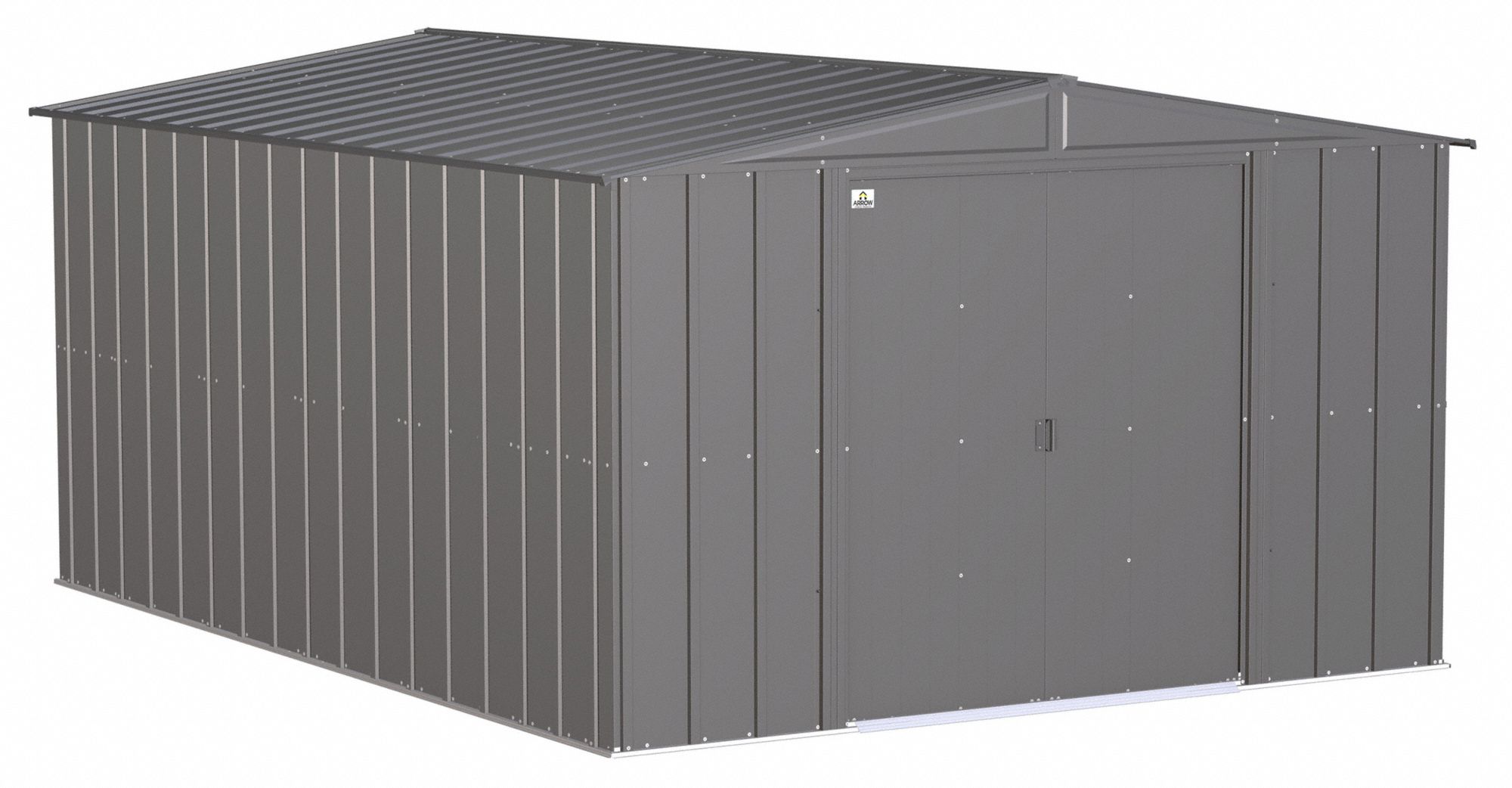 Storage Shed: 123 in W x 163 in D x 76 in H, 755 cu ft, Gray