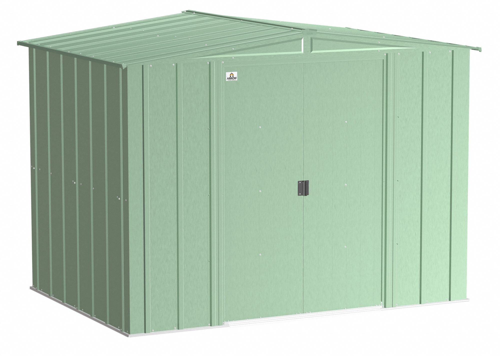 Storage Shed: 100 in W x 71 in D x 73 in H, 248 cu ft, Green, 94 3/4 in L x 66 in D x 71 5/8 in H