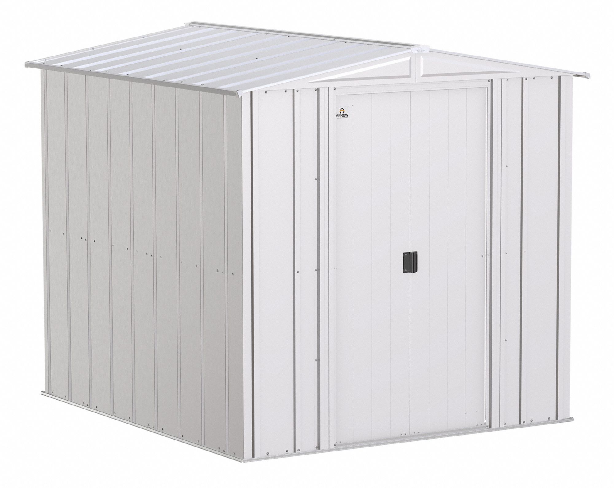 Storage Shed: 76 in W x 84 in D x 73 in H, 221 cu ft, Gray, 71 1/4 in L x 78 1/4 in D x 71 5/8 in H