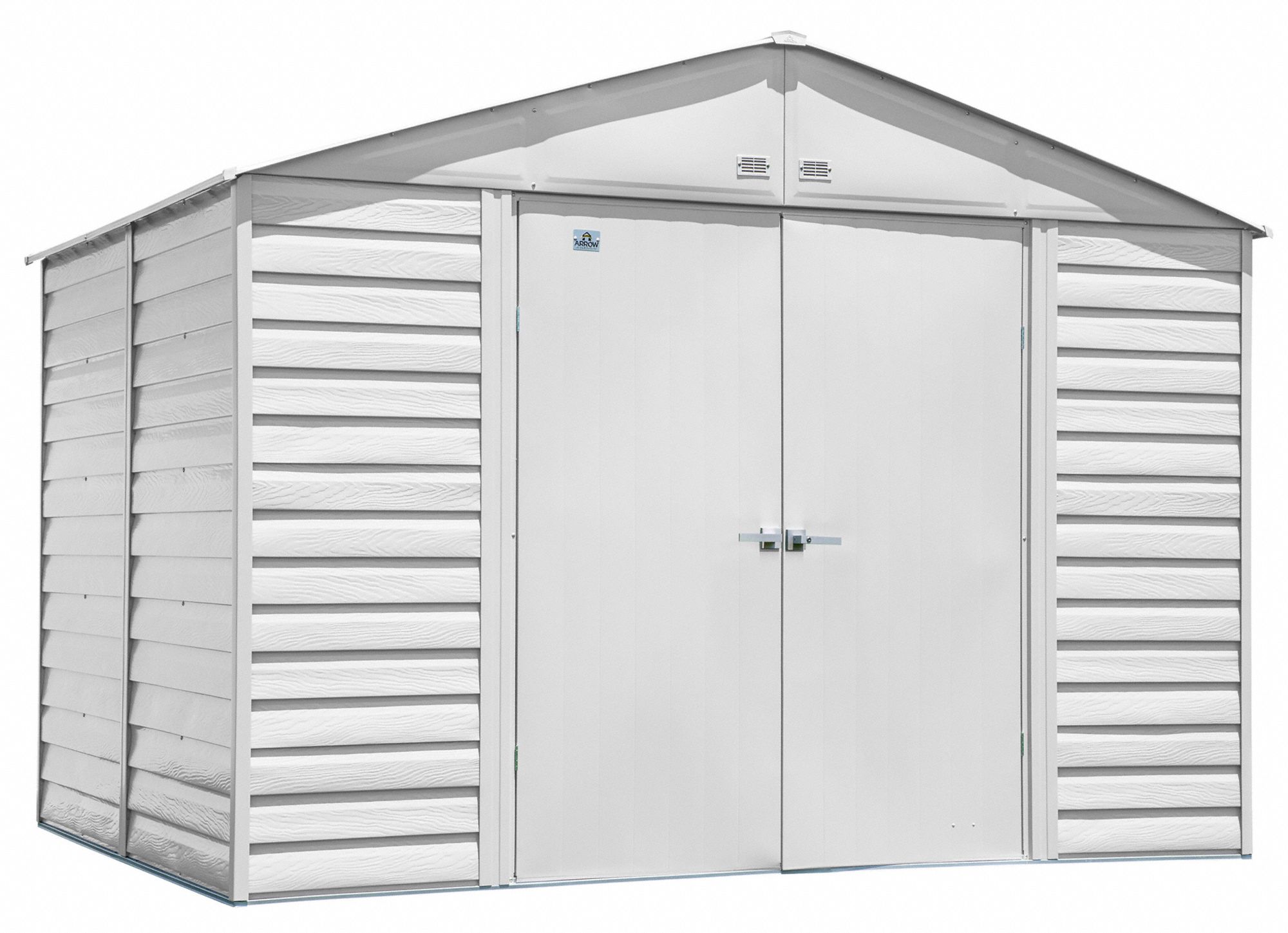 Storage Shed: 123 in W x 95 in D x 91 in H, 496 cu ft, Gray, 118 1/4 in L x 90 in D x 89 3/8 in H