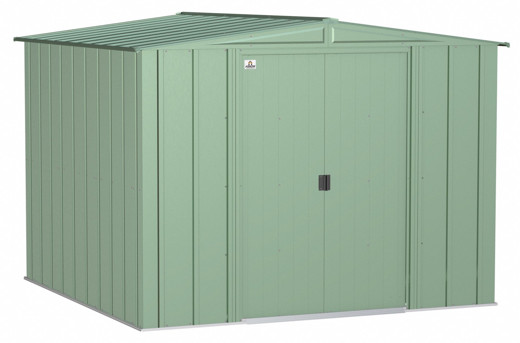 Storage Shed: 100 in W x 95 in D x 73 in H, 338 cu ft, Green, 94 3/4 in L x 90 in D x 71 5/8 in H