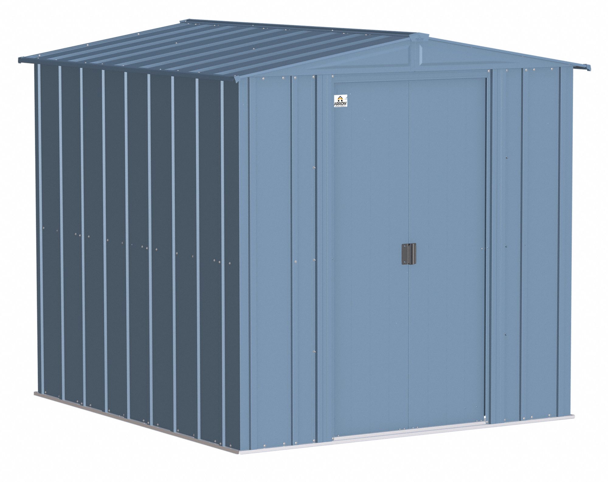 Storage Shed: 76 in W x 84 in D x 73 in H, 221 cu ft, Blue, 71 1/4 in L x 78 1/4 in D x 71 5/8 in H