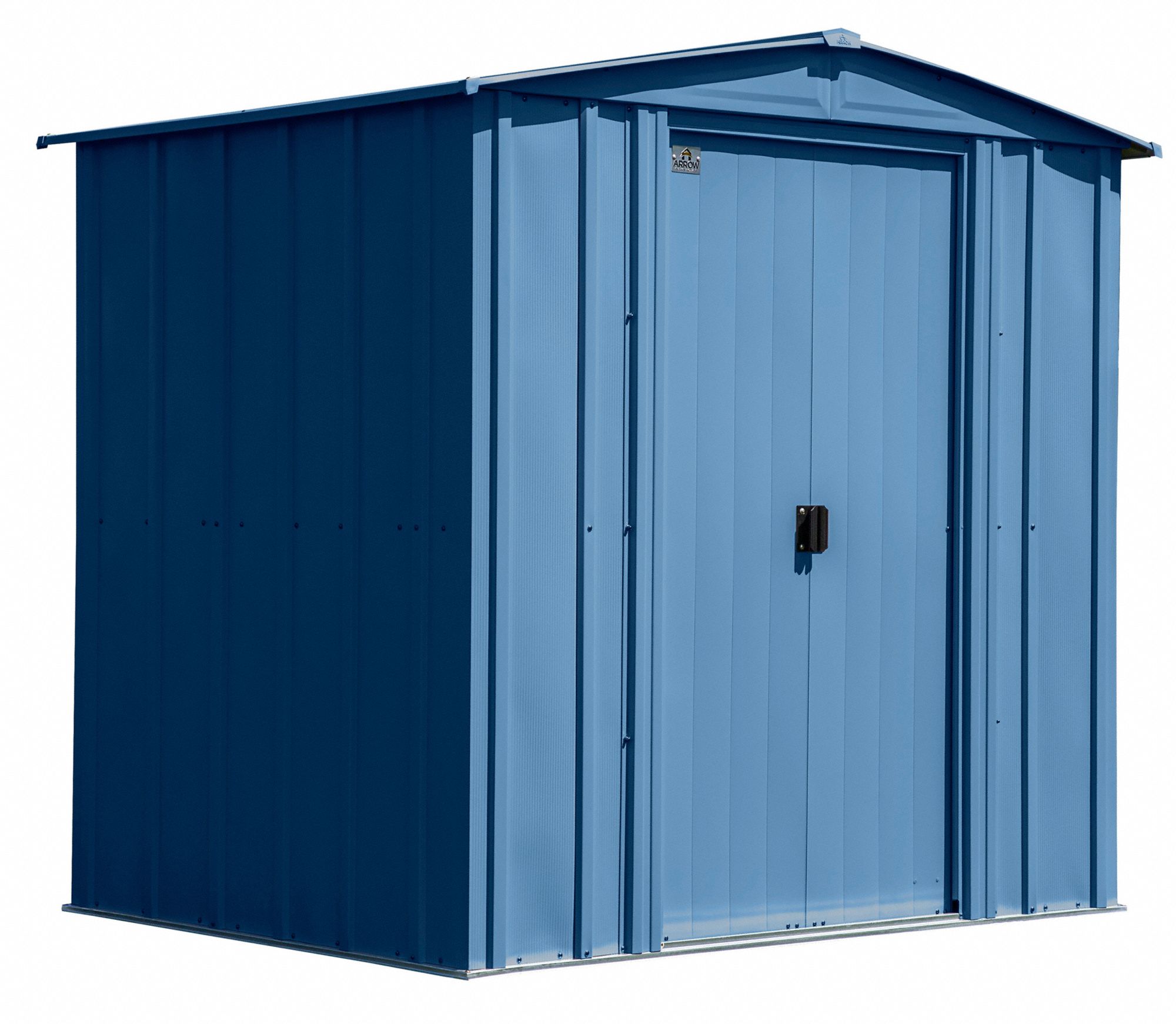 Storage Shed: 76 in W x 60 in D x 73 in H, 153 cu ft, Blue, 71 1/4 in L x 54 1/4 in D x 71 5/8 in H