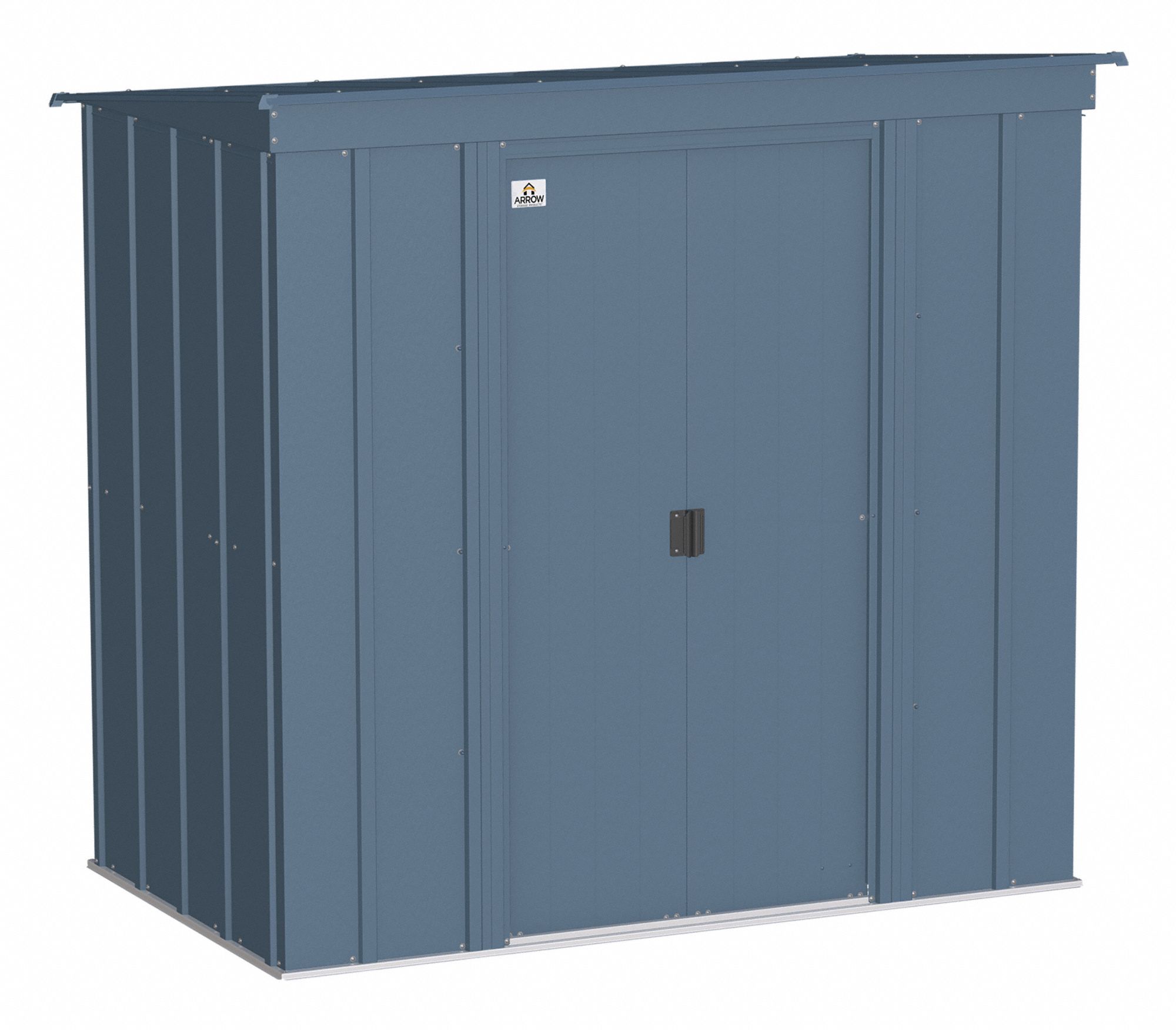 Storage Shed: 77 in W x 47 in D x 71 in H, 118 cu ft, Blue, 71 1/4 in L x 42 1/2 in D x 69 9/16 in H